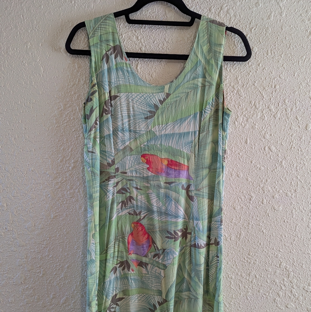 Jams World Tropical Bird Print Sleeveless Dress - Green